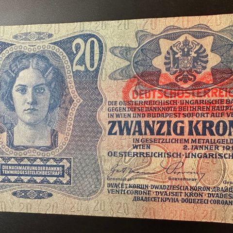 20 Korona 1919 Romania/ Østerike, meget pen (