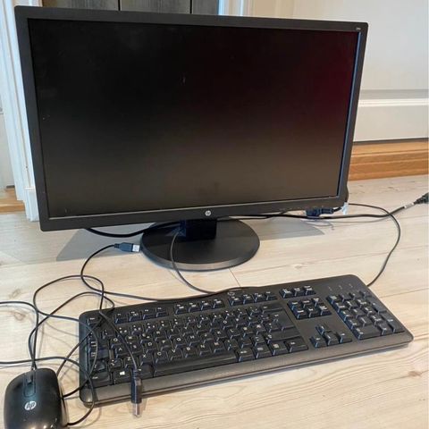 HP skjerm, tastatur og mus