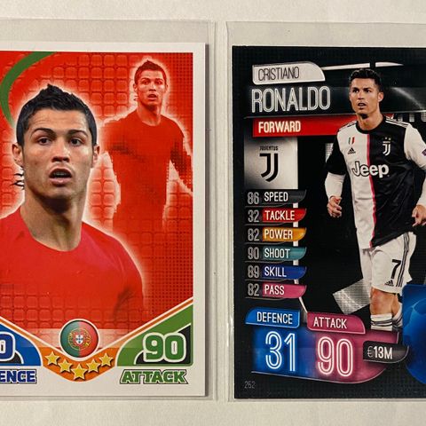 Cristiano Ronaldo 2 fotballkort, Portugal og Juventus