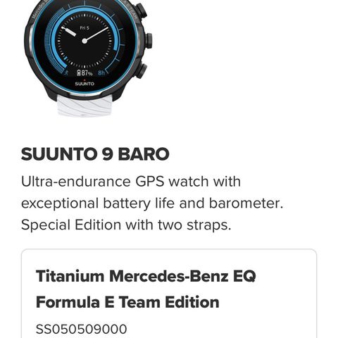 Suunto Baro 9 Mercedes Benz Formula E Team