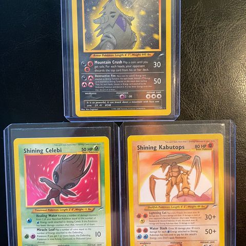 NM Neo destiny Shining Tyranitar, Celebi og Kabutops