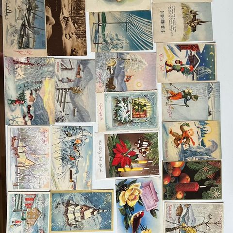 Frankerte postkort med julemotiv og stedsmotiv