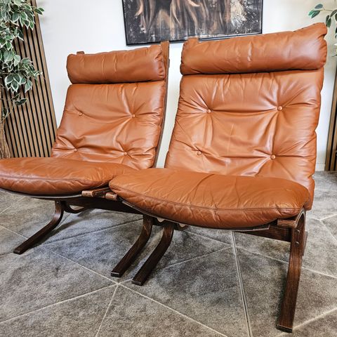 2 stk. Siesta Classic lenestoler SIE300 i cognac skinn