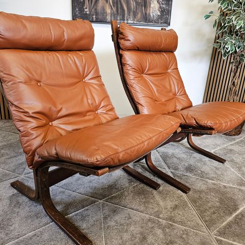 2 stk. Siesta Classic lenestoler SIE300 i cognac skinn