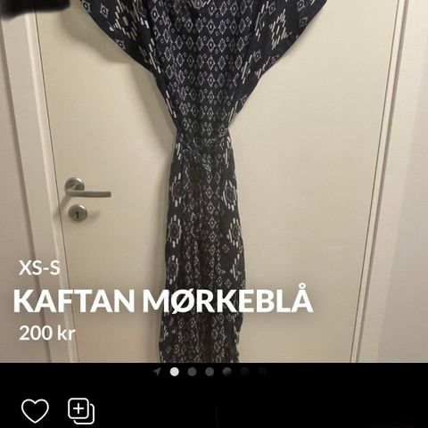 Cubus Kaftan mørkeblå med hvit mønster med snor