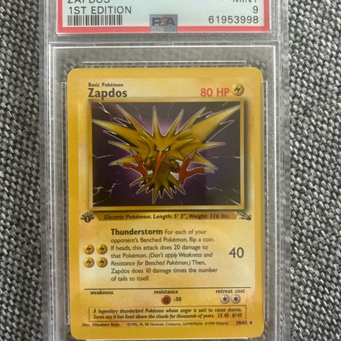 1st edition pokemon Zapdos PSA 9