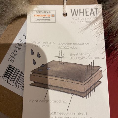 Vinterjakke fra Wheat barn 116 (ny)