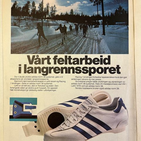 Vintage/retro Addidas reklame fra 80 tallet