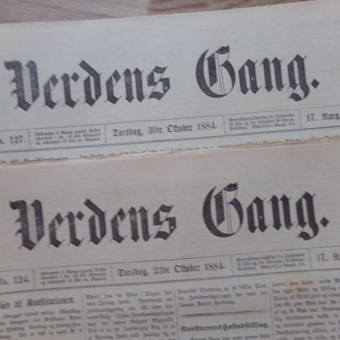 "Verdens Gang" - 23. & 30. okt. 1884 - Høstutstillingen
