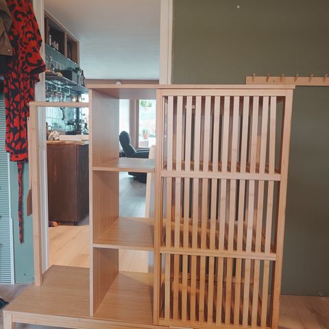 Ikea NORDKISA Åpen garderobe med skyvedør, bambus, 120x123 cm