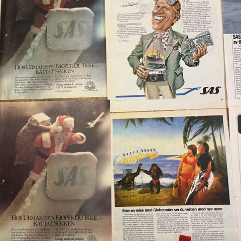 Retro/vintage SAS reklamer 80 tallet