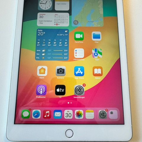 iPad 6th Gen 128GB Hvit - Glasset er byttet.