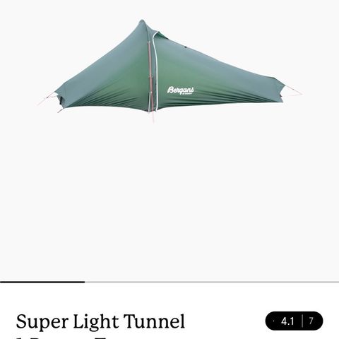 Bergans Super Light Tunnel 1-Person Tent