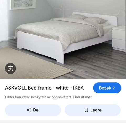 Askvoll Ikea seng, bunn, madrass og overmadrass