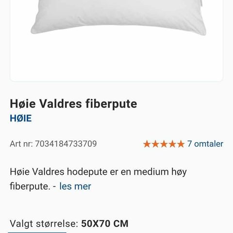 Høie Valdres fiberpute 50x70