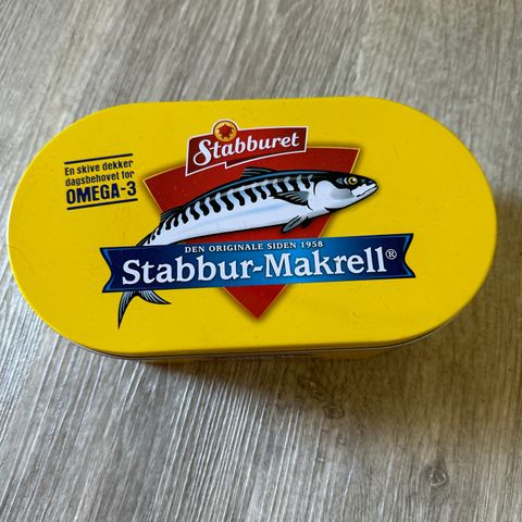 Stabbur-makrell boks stor gul