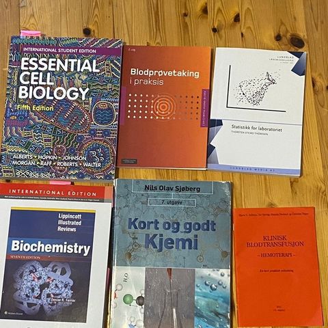 Essential cell biology,  lippincott biochemistry, menneskekroppen og mer