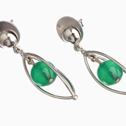 Chrysoprase øreringer 14k gull