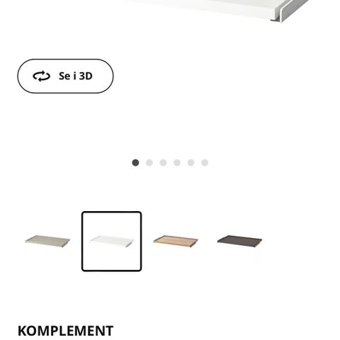 IKEA komplement uttrekkbar hylle, UBRUKT