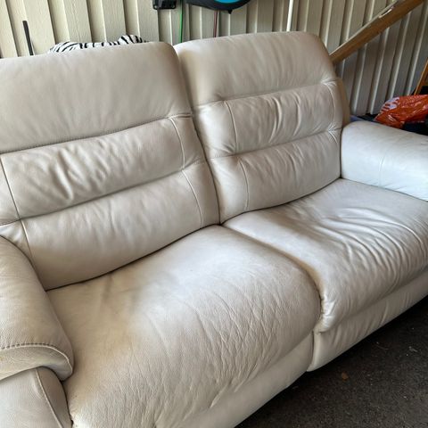 Hvit ekte skinn recliner sofa