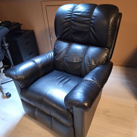 Recliner sort skinn