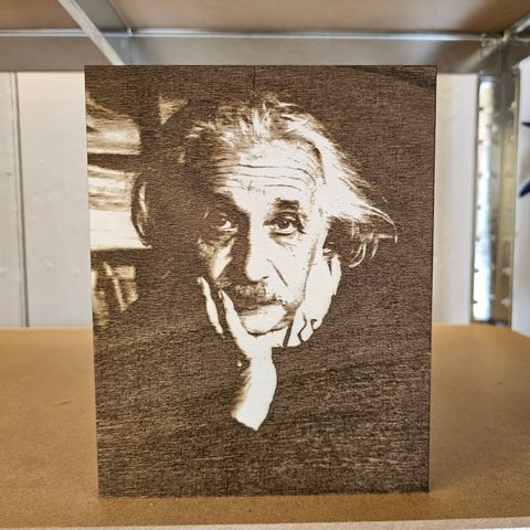 Gravert portrett av Albert Einstein