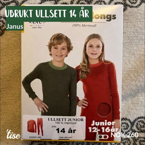 Ubrukt ullsett junior