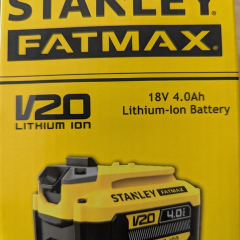 Stanley Batteri.. 1 x 18V Stanley Fatmax V20 4.0Ah Lithium-Ion Batterier