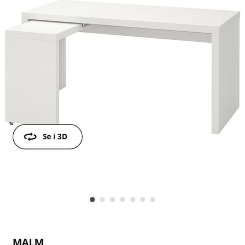 Ikea Malm skrivebord med uttrekk, montert