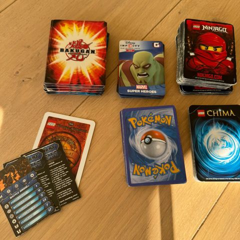 Kort selges: Bakugan, Disney Infinity, Lego Ninjago, Lego Chima, Pokemon.