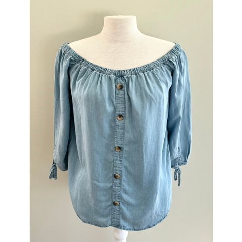 Denim off shoulder bluse str. 38