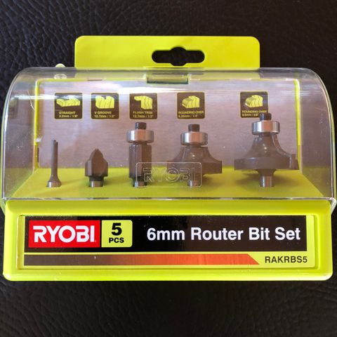 Ryobi overfres bit set, 6mm - ubrukt