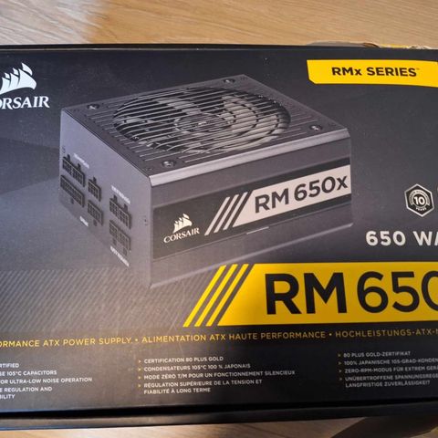 Corsair strømforsyning RM650x - Ubrukt