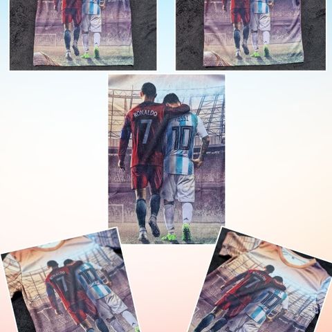 Fotball t-skjorte av Ronaldo og Messi