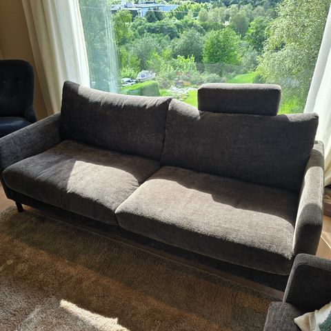 Kjempe fin 3seter sofa, stol og puff