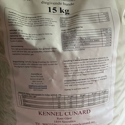 Valpefor 15kg sekk