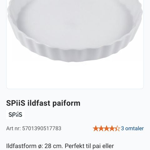 Spiis ildfast paiform