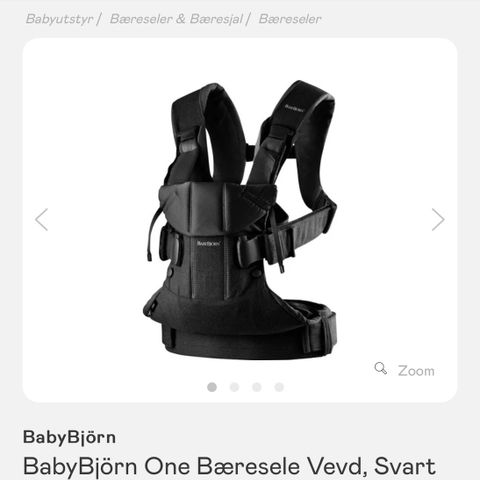 Babybjorn Bæresele Vevd, svart m/smekke