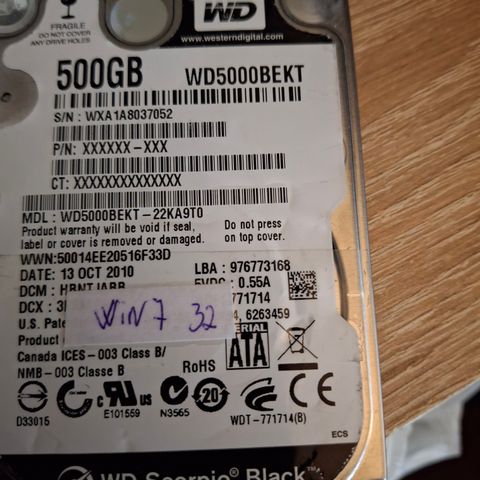 Western digital Scorpio Black 500 GB