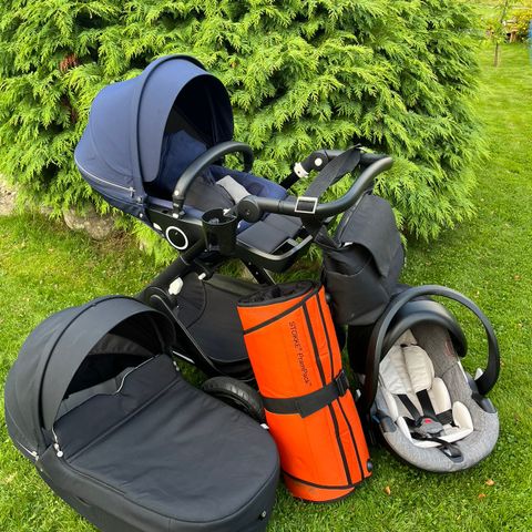 Komplett Stokke Trailz-pakke inkl tilbehør, bilstol og prampack