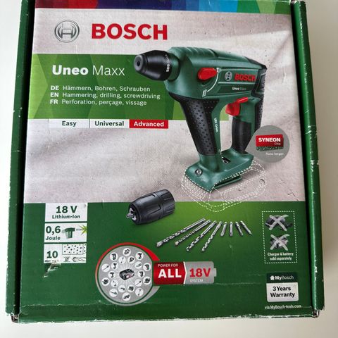 Bosch Uneo Maxx 18, borhammer med bor
