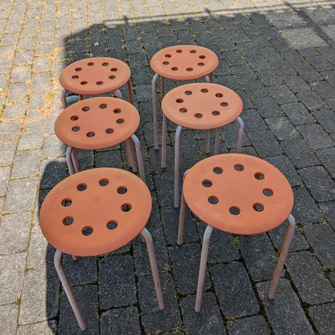 6 stk. retro Ikea krakker i orange, selges