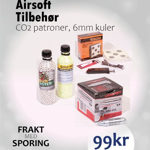 Airsoft Tilbehør | 21 x CO2 patroner | 6000 x 6mm softgunkuler