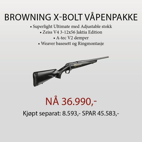 Browning X-Bolt Superlight Ultimate Adjustable i .308 VÅPENPAKKE