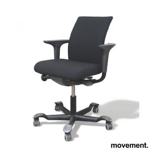 2 stk Håg H05 5400 kontorstol nyoverhalt og nytrukket i sort, pent brukt
