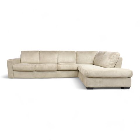 Fri Frakt | Nyrenset | Beige Italsofa sofa med sjeselong i skinn