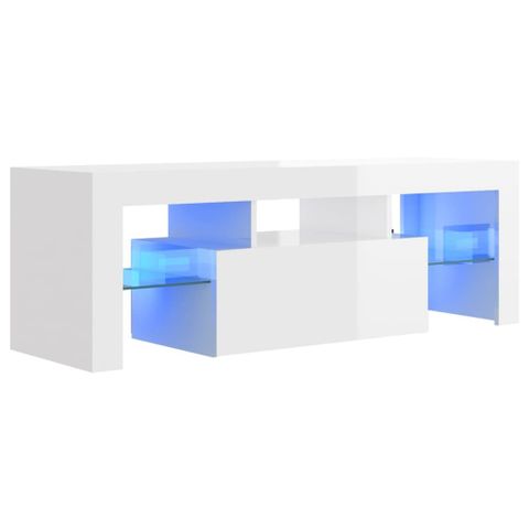 vidaXL TV-benk med LED-lys høyglans hvit 120x35x40 cm(sku 804352)