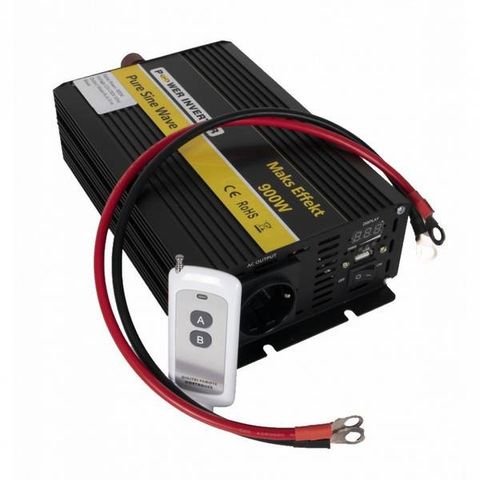 POWER Inverter 12V 900 watt.Ren Sinus - m/fjernkontroll