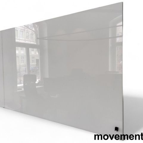 3 stk Whiteboard i hvitt glass fra Lintex, 200x100cm, vegghengt, pent brukt