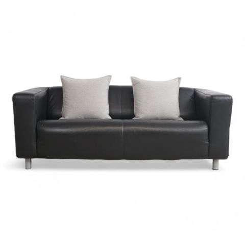 Fri Frakt | Nyrenset | Sort 2-seter sofa i skinn